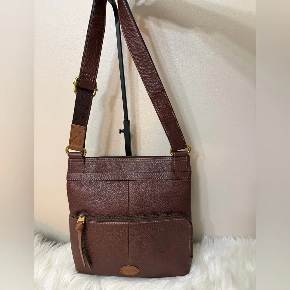 Fossil Dark Brown Leather Messenger Bag